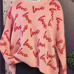 CeCe Pink Sweater with Red Love Script